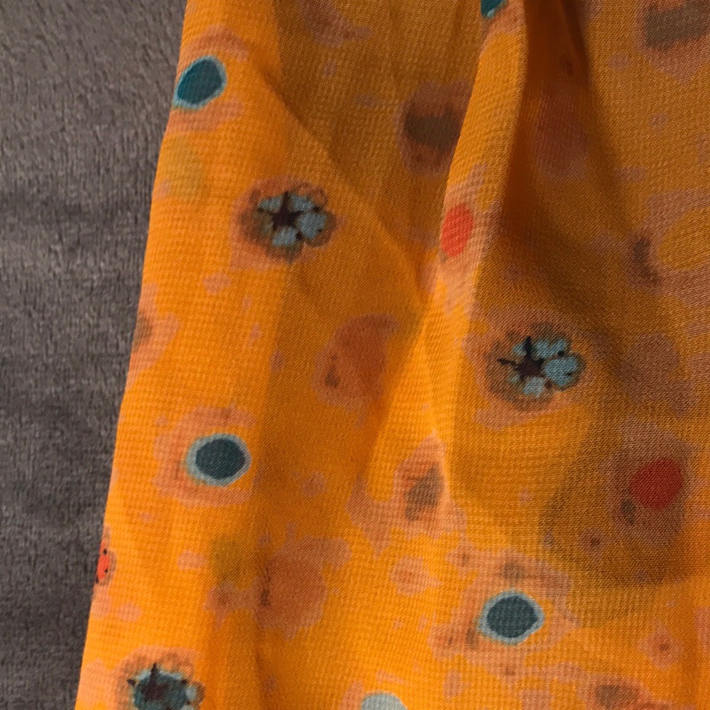 Sheer Orange Dots Tank Crop Top Silk/Satin Feel